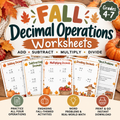 Fall Decimal Operations Worksheets | Add, Subtract, Multiply & Divide Decimals