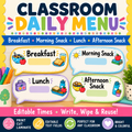 Classroom Meal & Snack Menu Display | Editable Daily Menu Bulletin Board Signs